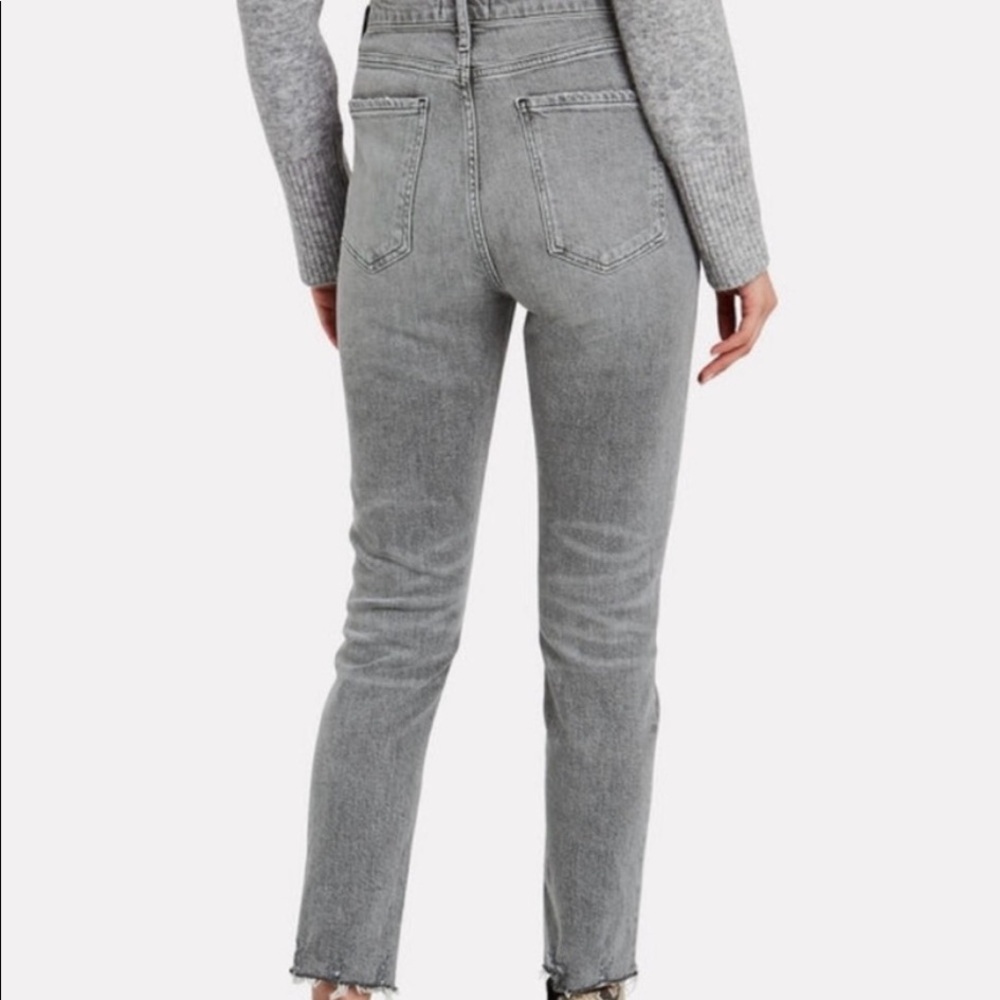 Agolde NICO high rise grey wash raw hem slim jeans
